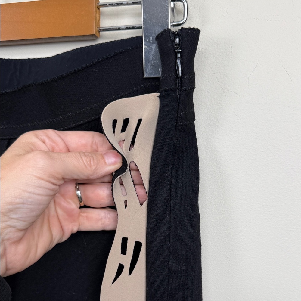 MARIE SAINT PIERRE 🇨🇦 black side zip pants with ruffle laser cut details small - Picture 7 of 14